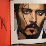 Self-portrait by actor Johnny Depp is pictured in Castle Fine Art Gallery in London